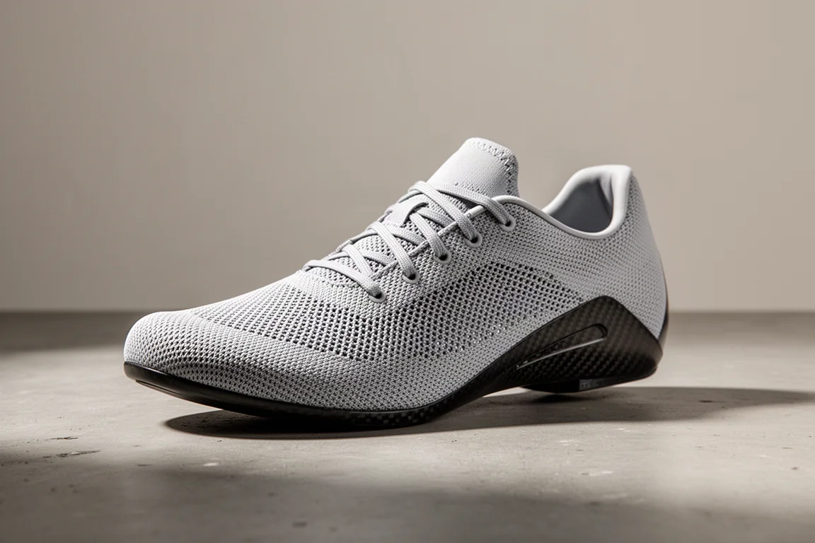 Mizuno Hyper Warp Pure, leichter Rennschuh, auf einer Betonfläche