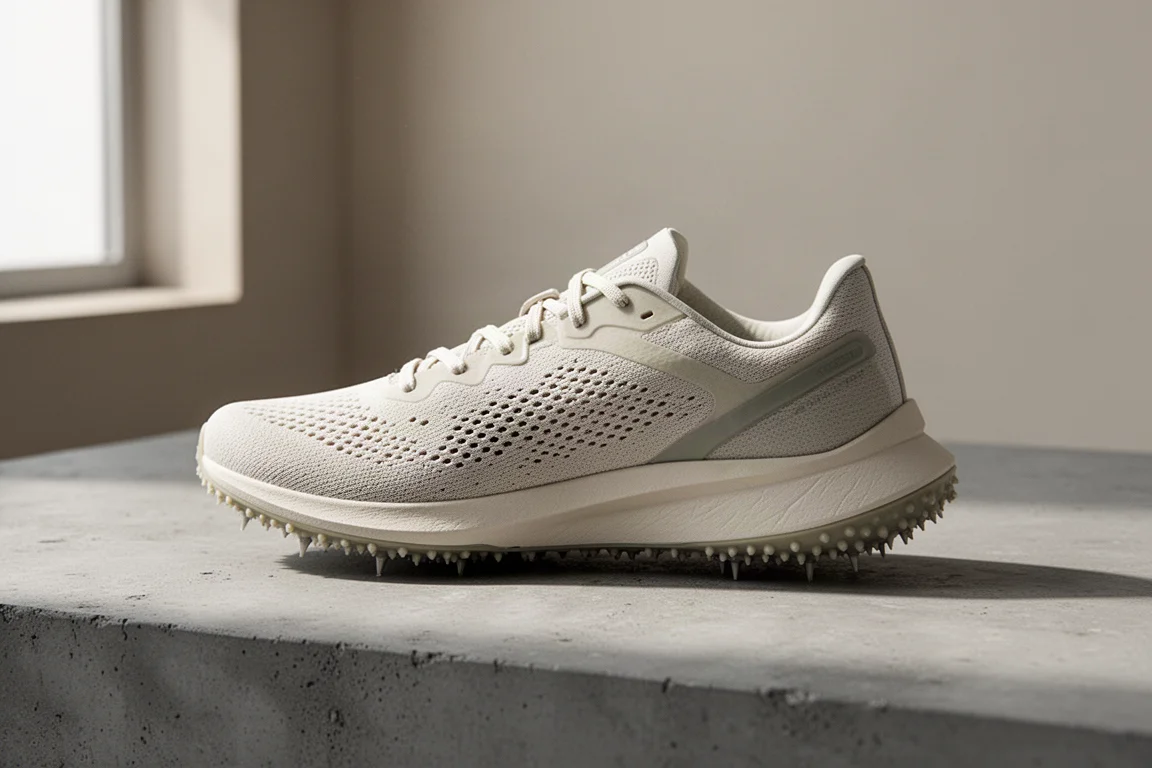 Mizuno Hyperwarp Elite racing shoe on a grey concrete surface