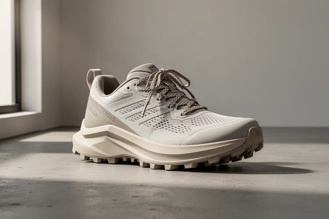 Chaussure de trail Mizuno Neo Assera posée sur une surface en béton
