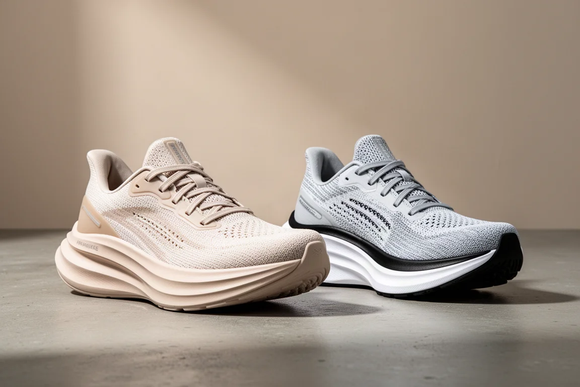 Buty do biegania Mizuno Neo Vista 3 i ASICS Super Blast 3 obok siebie na betonie
