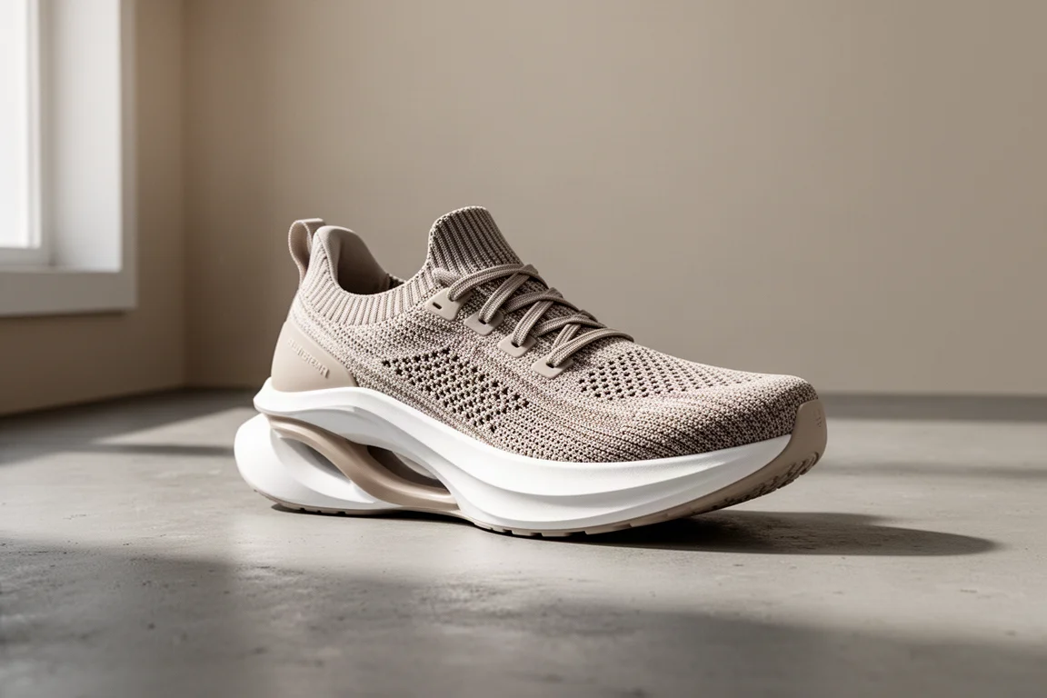 Mizuno Neo Vista running shoe with thick white midsole on concrete
