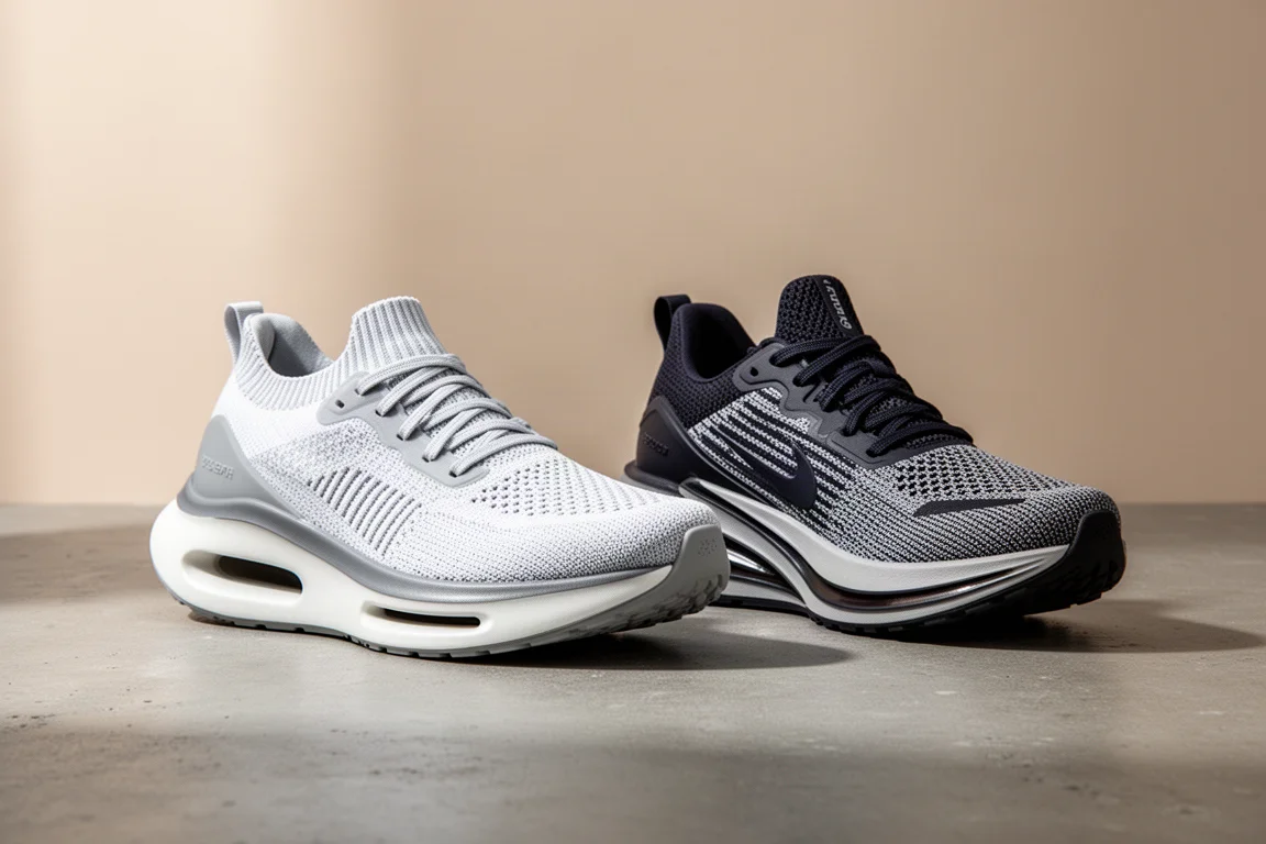 Buty do biegania Mizuno Neo Vista i Asics Superblast 2 obok siebie na betonie
