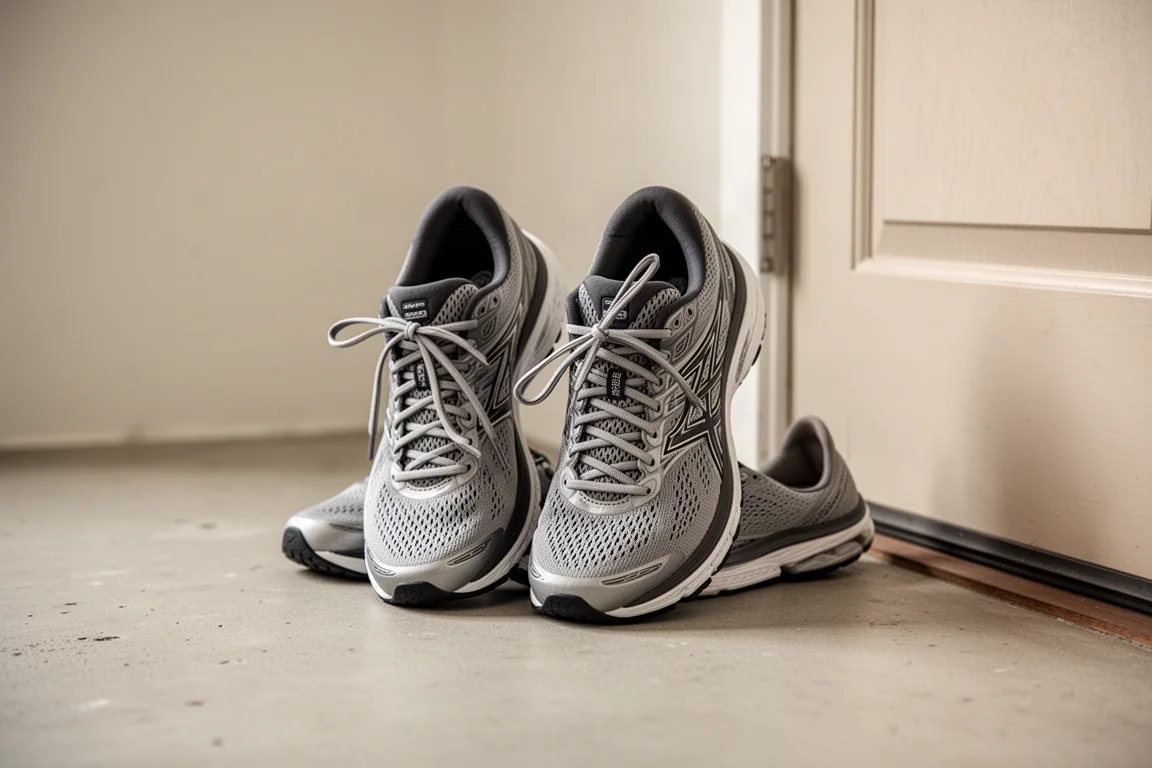 Une paire de chaussures de running côte à côte après une longue sortie