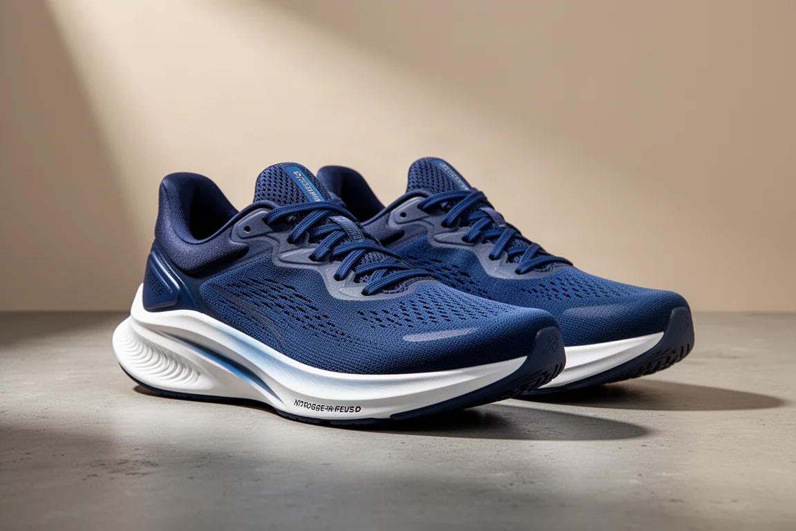 Pair of Mizuno Neo Zen 2 running shoes on a matte concrete surface