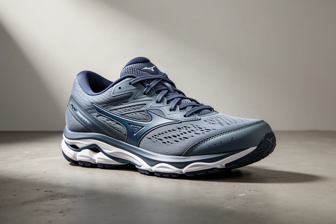 Mizuno Wave Inspire 20 stability running shoe on a neutral studio backdrop