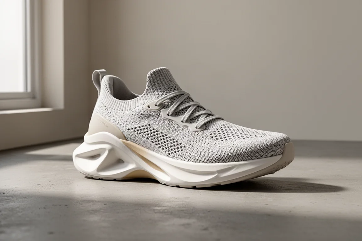 Chaussure de running Mizuno Wave Neo Vista avec semelle intermédiaire épaisse sur une surface en béton