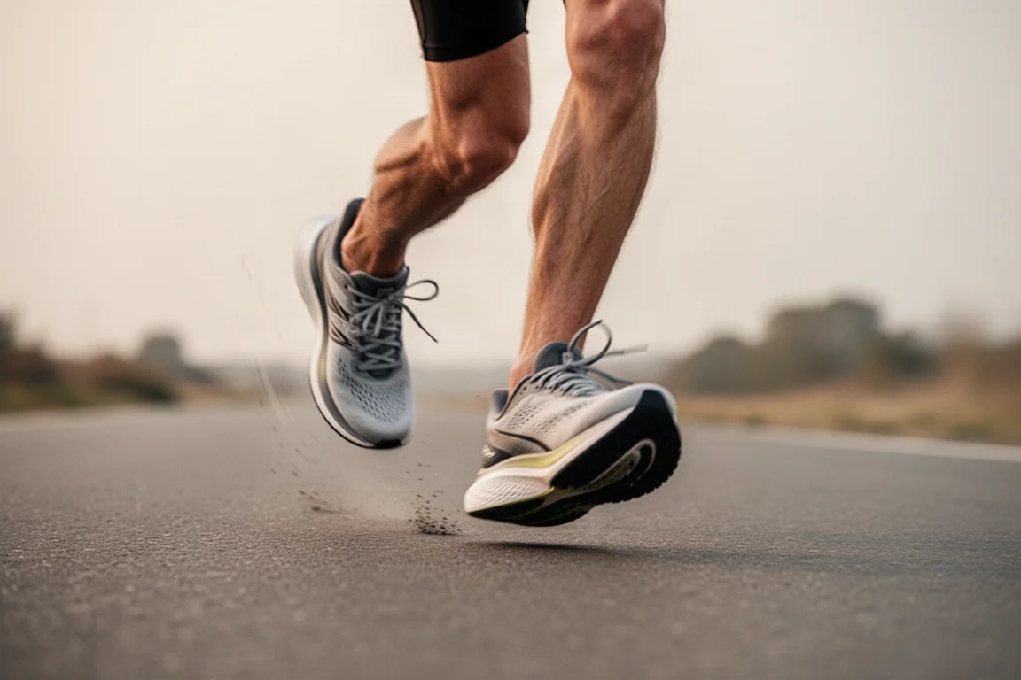 Atleet die tempo-intervallen loopt op een atletiekbaan