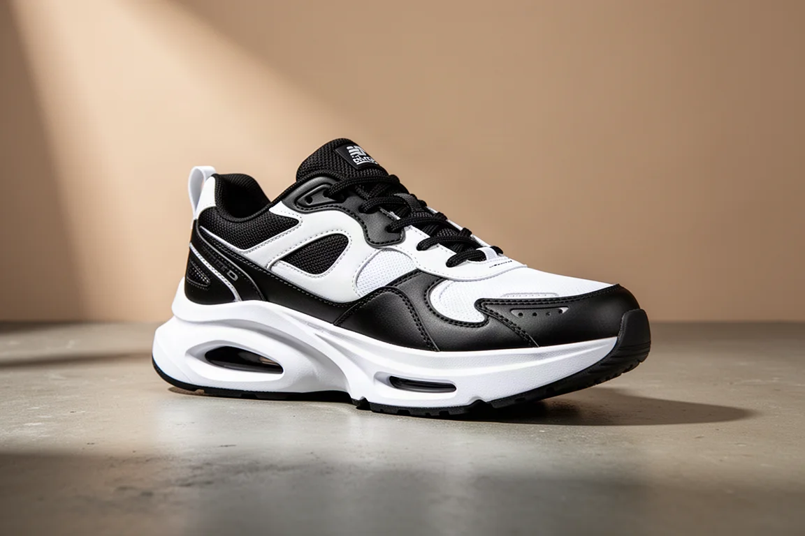 Black and white Mizuno Wave Rebellion Pro racing shoe with high-stack midsole on concrete