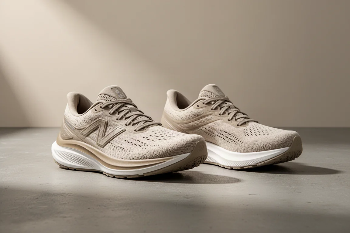 Deux chaussures de running Mizuno Wave Rider côte à côte sur du béton
