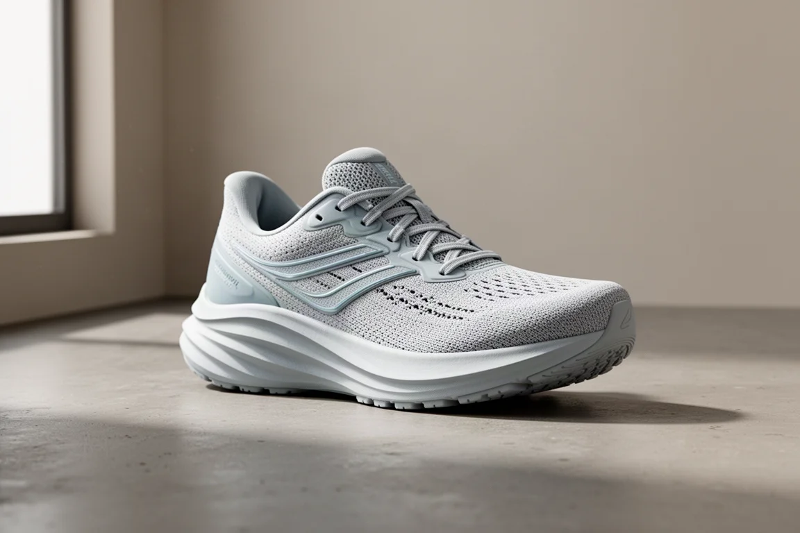 Cushioned Mizuno Wave Sky 9 running shoe on a concrete surface