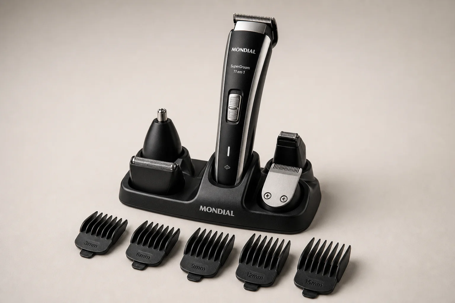 I rifinitori Mondial Super Groom 11 em 1 e Philips Multigroom MG3931/15 mostrati fianco a fianco