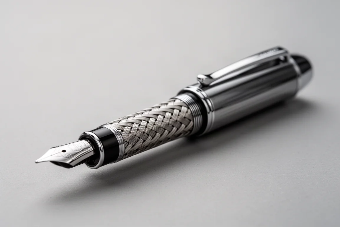 Close-up of a fountain pen cap posted firmly onto the barrel end