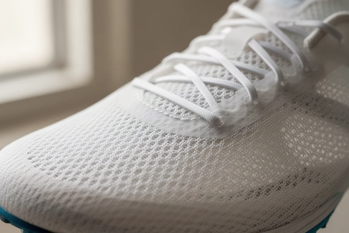 Primo piano della midsole ampliata di una scarpa da running con un ampio ritaglio sulla suola