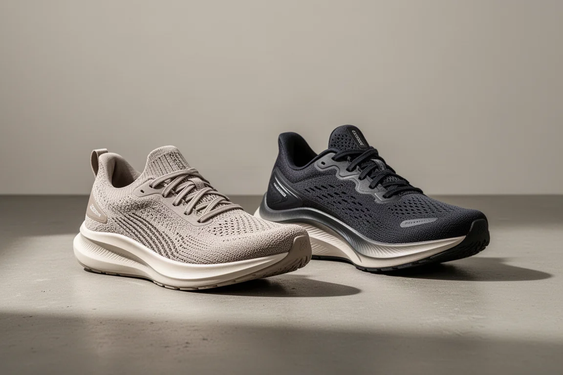Topo Athletic Cyclone 2 and Adidas Boston 12 running shoes side by side on concrete