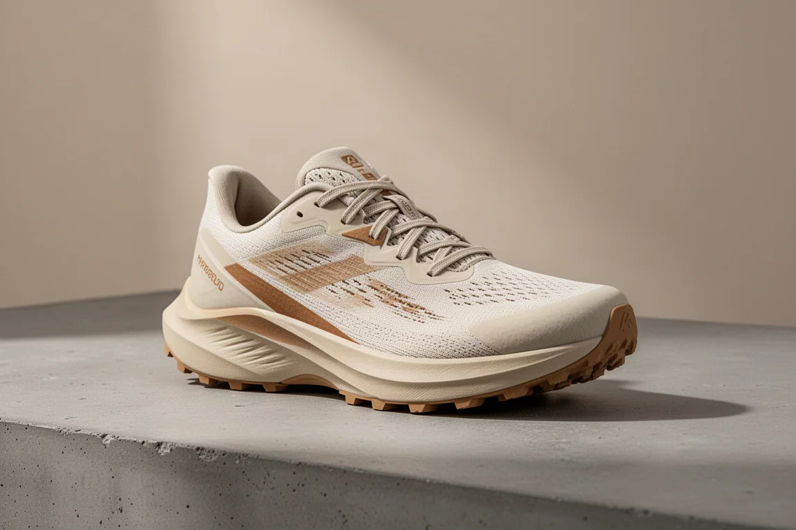 Mount Coast H1 Hybrid-Laufschuh in einer Dreiviertel-Ansicht auf einer betonierten Oberfläche