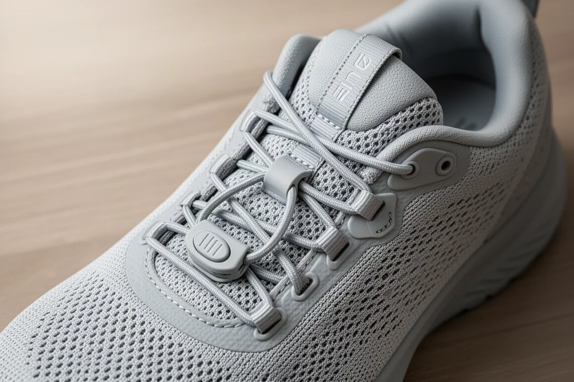 Vista in sezione che evidenzia una midsole stratificata in toni bianchi e grigi