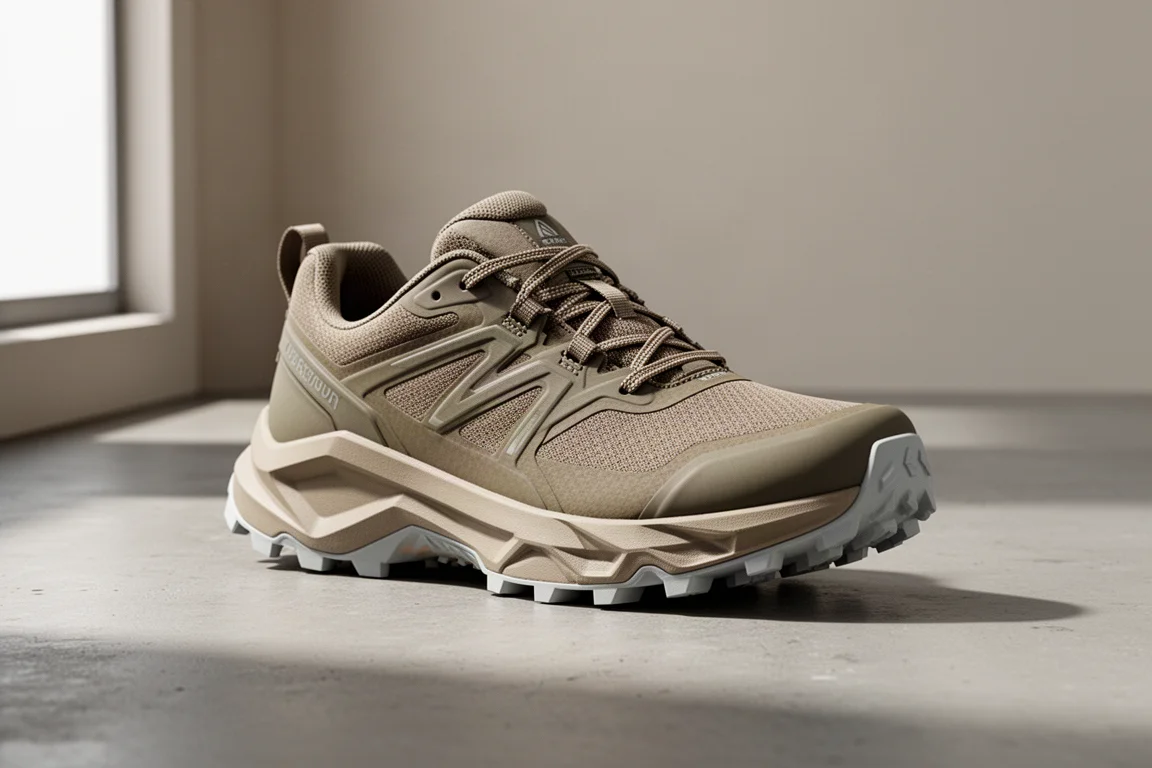 Mount to Coast M1 Trailrunningschuh auf einer Betonoberfläche