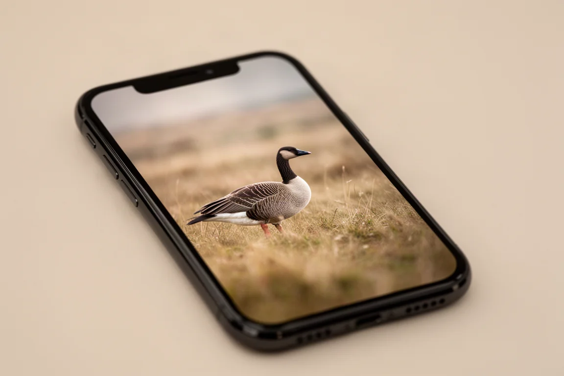 Oiseau photographié à travers une longue-vue avec un téléphone