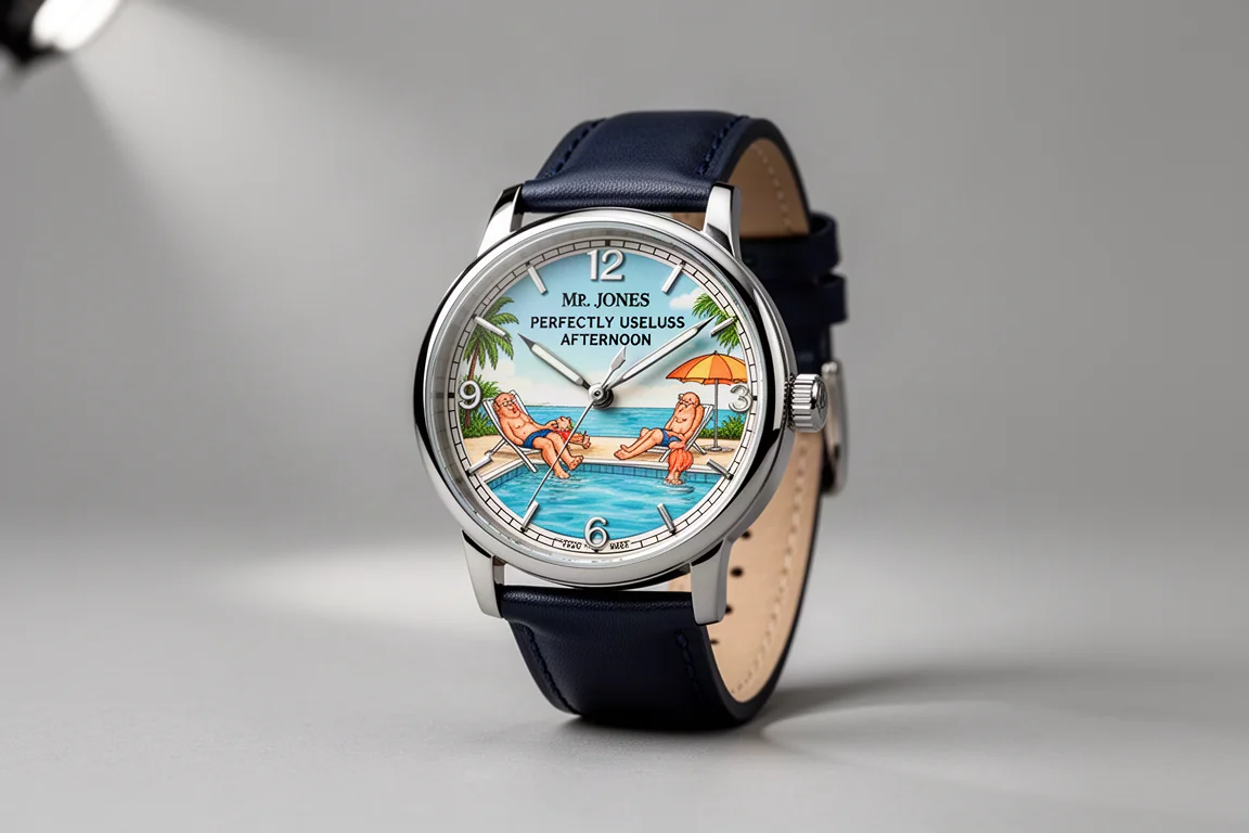 Five distinct watches arranged in a flat-lay on a concrete surface