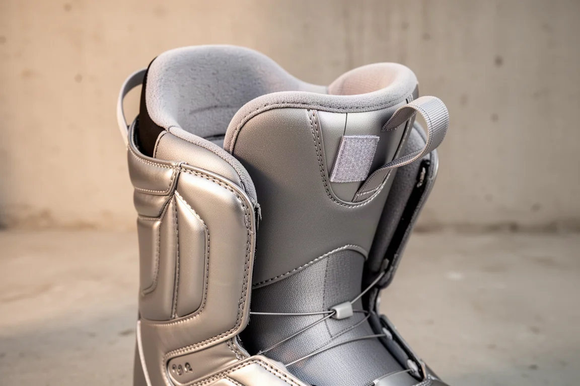 Innenleben eines Snowboard-Boots mit gepolstertem Harness und Zunge