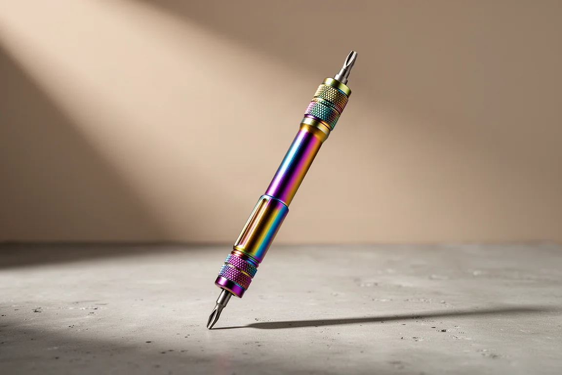 Cacciavite a penna micro Nanch con una punta estratta su una superficie in cemento