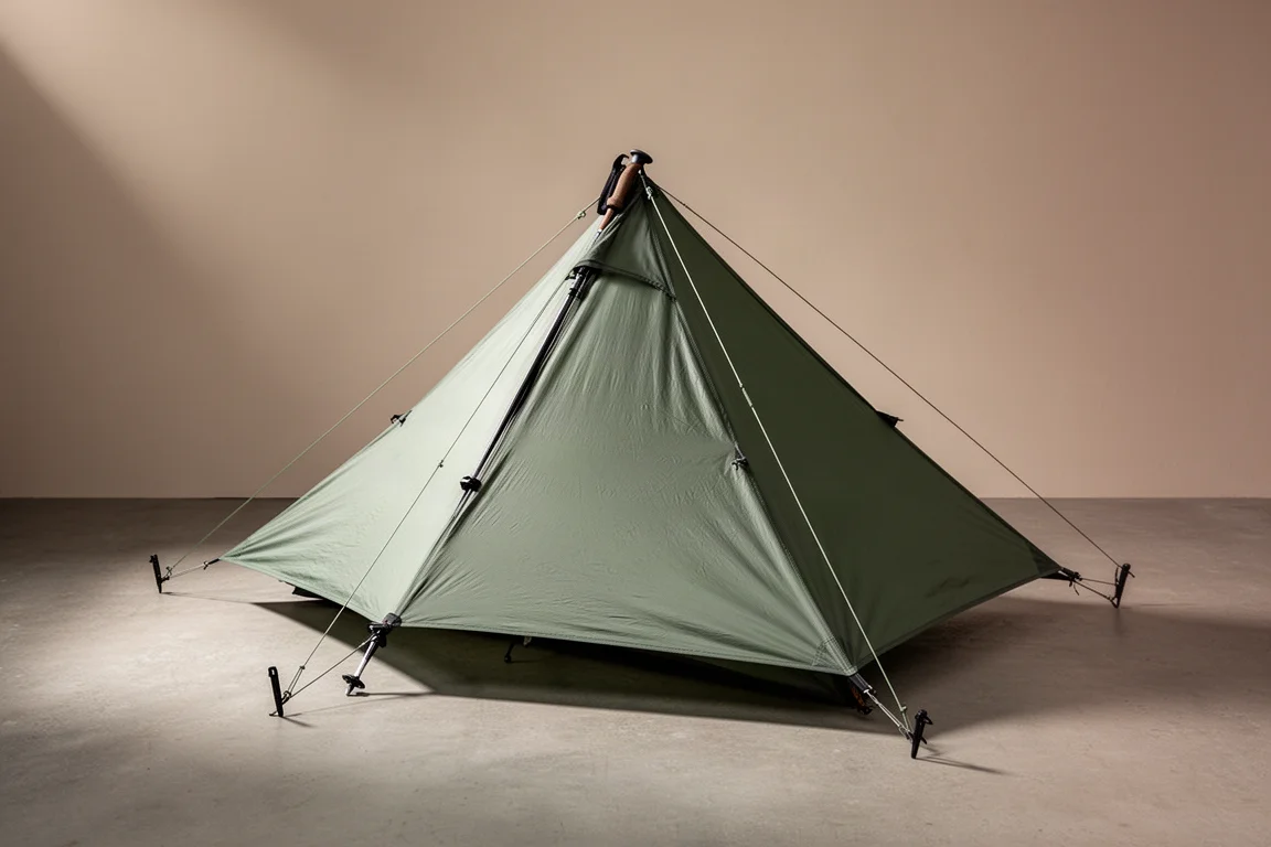 Nature Hike Spire trekking pole tent pitched on a neutral concrete surface