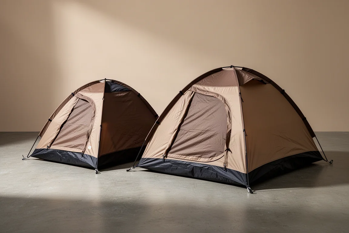 Two Naturehike Canyon instant tents pitched side by side on a neutral concrete surface