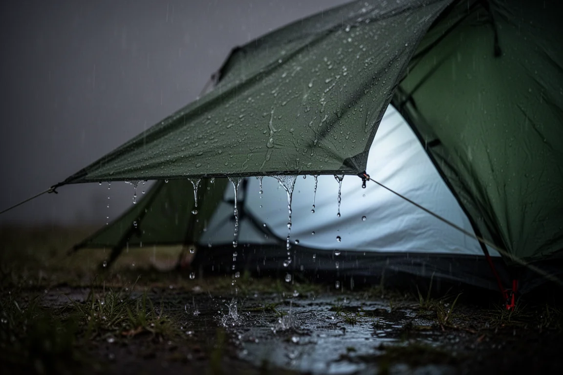 Backpacktent met opgerolde buitentent die een groot mesh binnendeel toont in de zomer