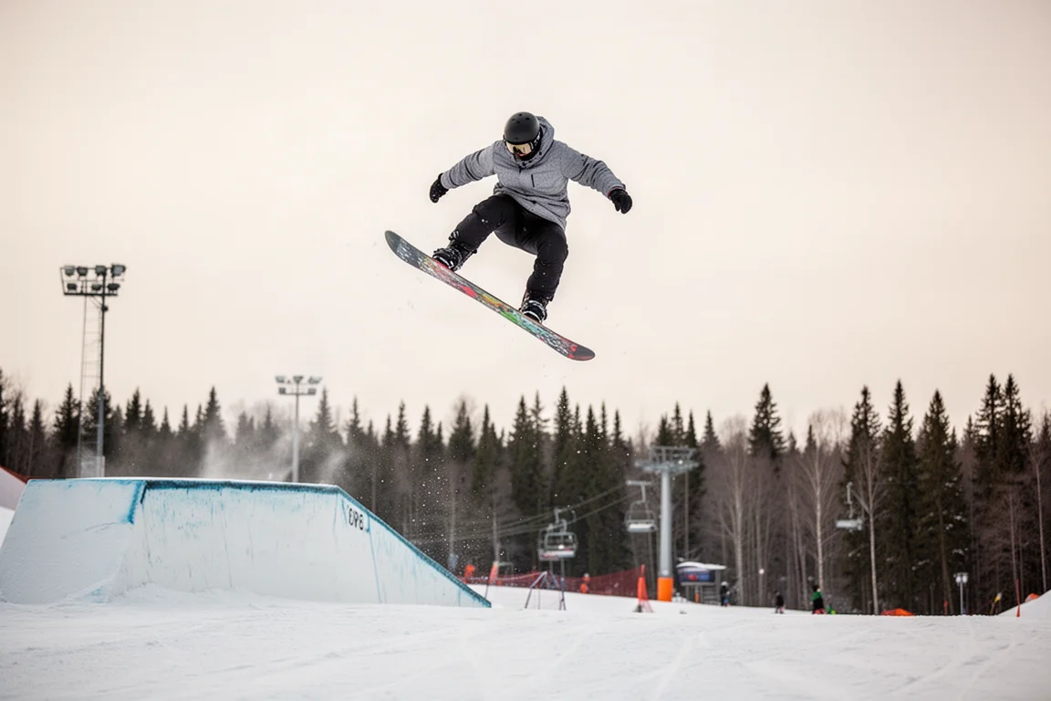 Snowboarder boosting off a jump with a clean landing in view