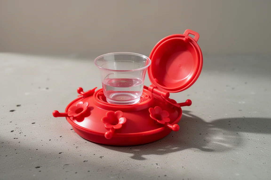 Fixation rouge pour mangeoire à colibris avec ports d'alimentation en forme de fleurs