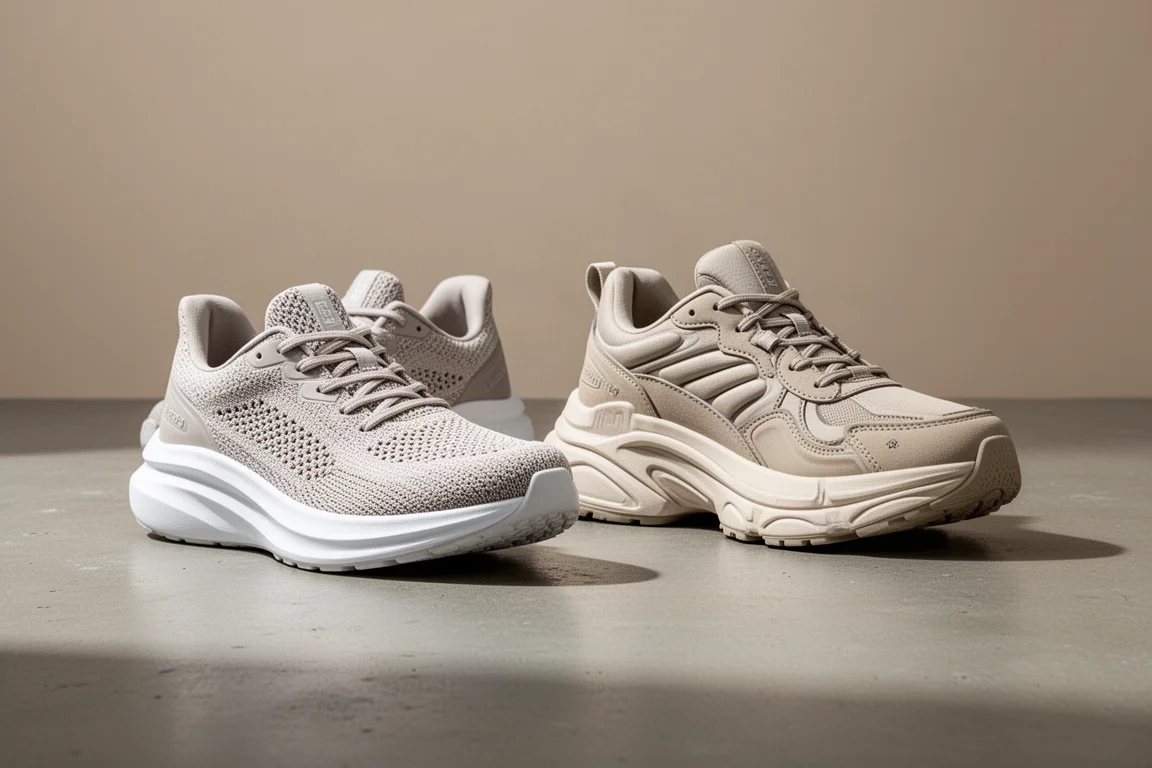 New Balance 1080 v13 and Saucony Triumph 22 running shoes side by side on concrete
