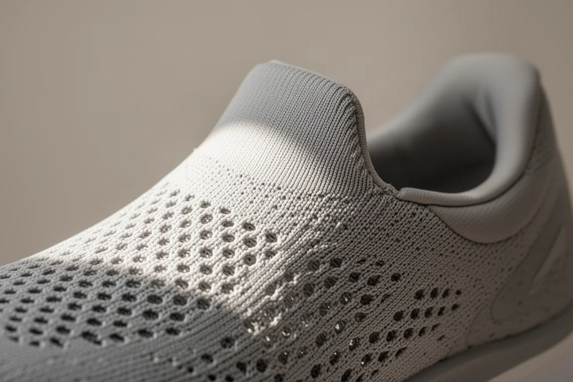 Un coureur attache les lacets d'une chaussure d'entraînement quotidienne amortie sur un trottoir dans une douce lumière matinale