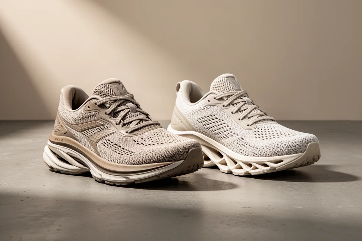 New Balance 1080 v14 and ASICS Novablast 4 running shoes side by side on concrete