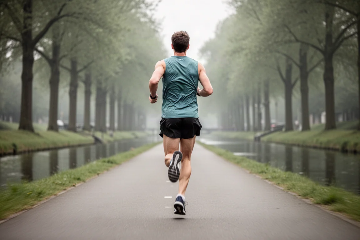 Runner striding on a smooth path during a relaxed easy-pace run
