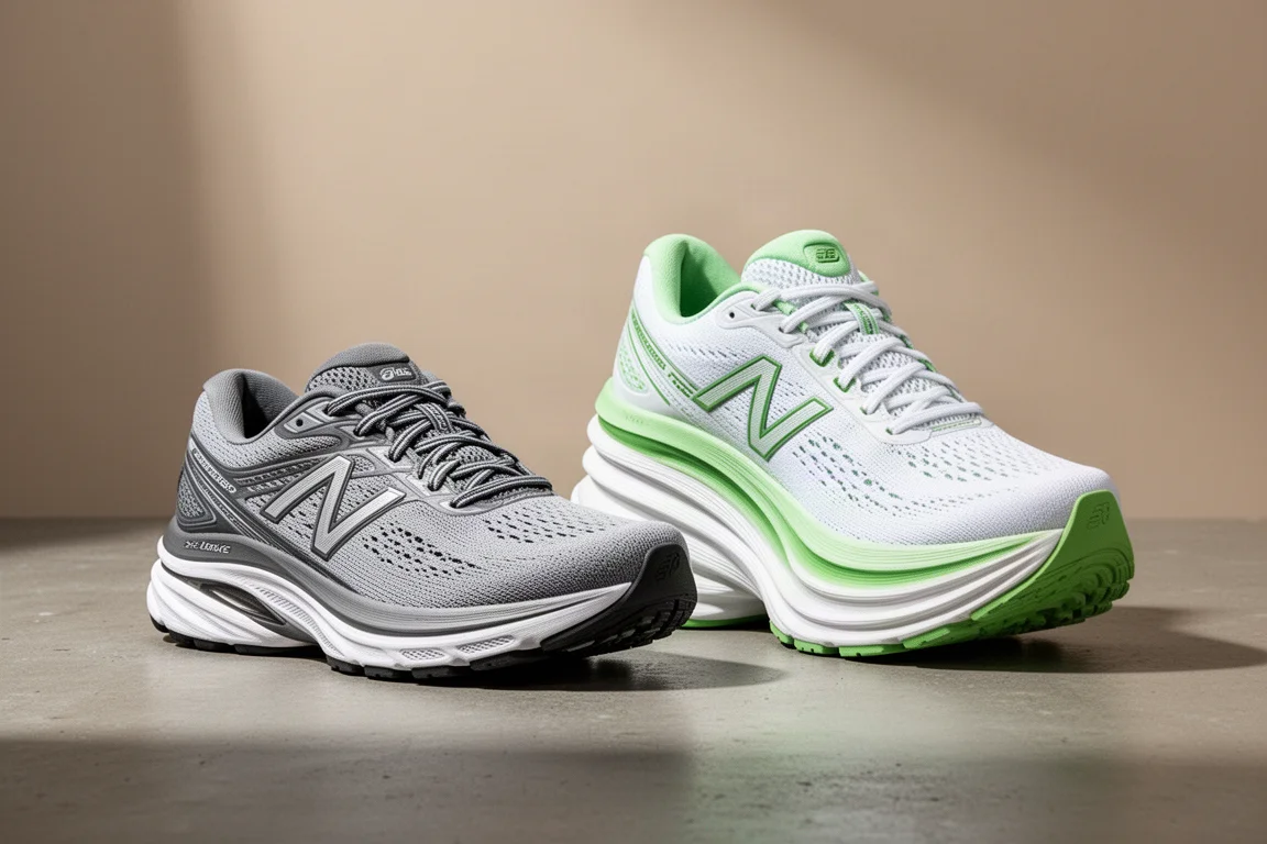 New Balance 860 v14 and v15 running shoes side by side on concrete