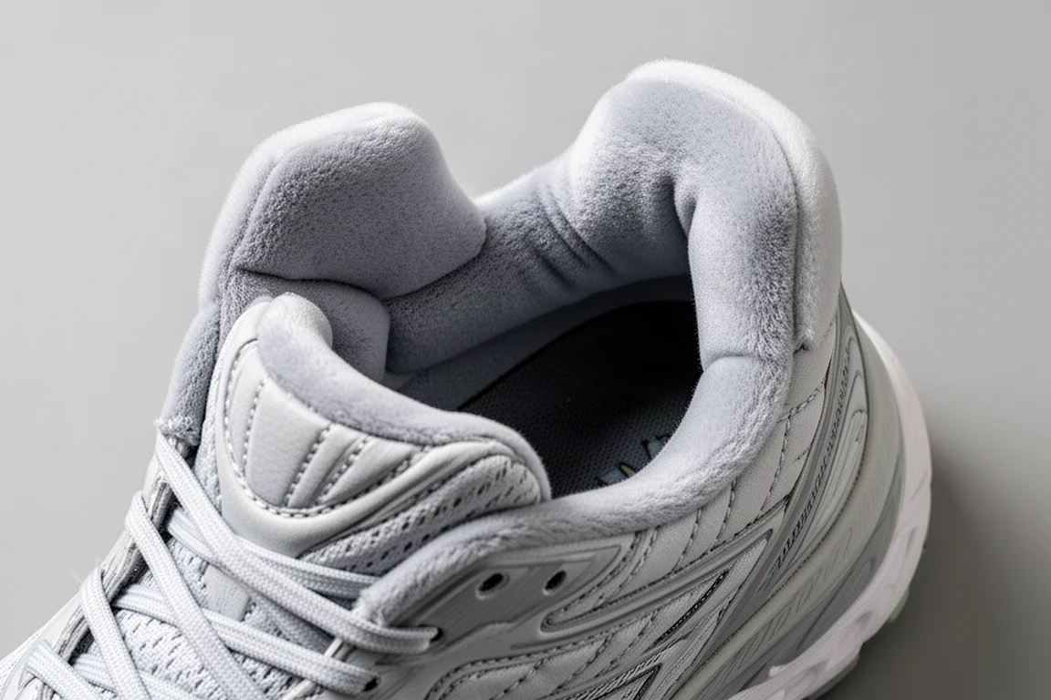 Allacciatura di una scarpa da running con un pattern di lacci a blocco del tallone