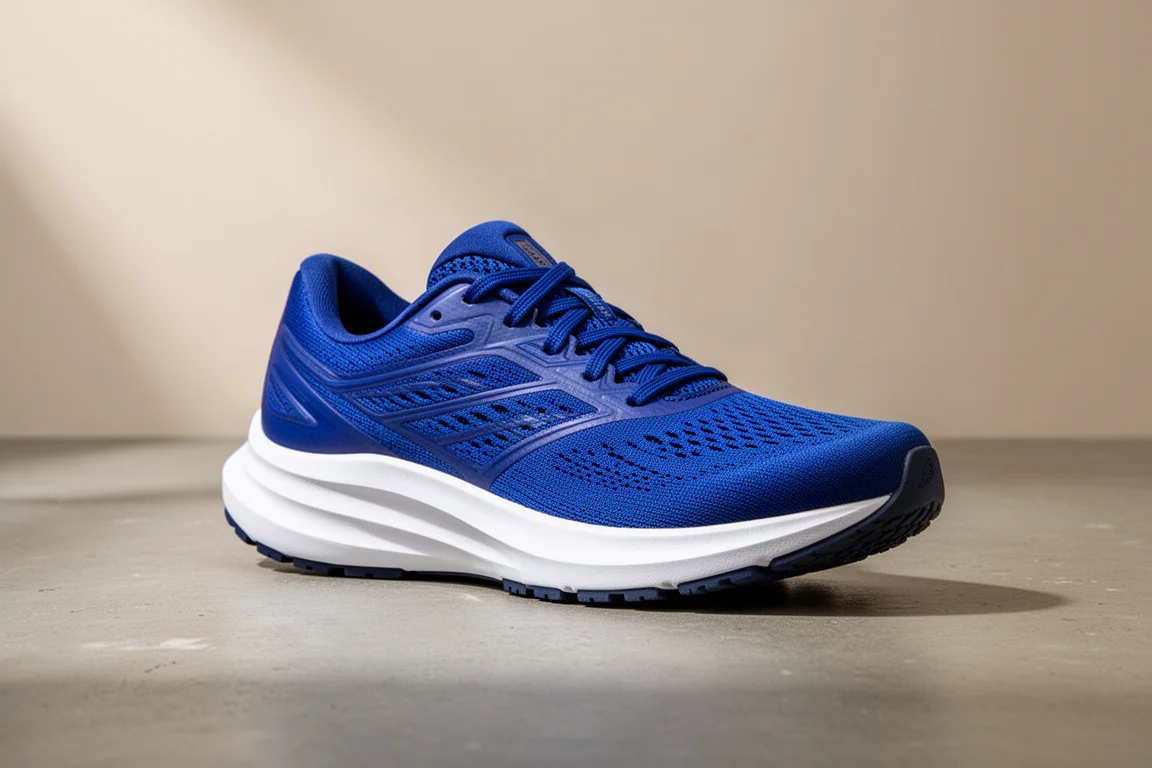寶藍色 New Balance 880 v14 跑鞋放在混凝土表面上