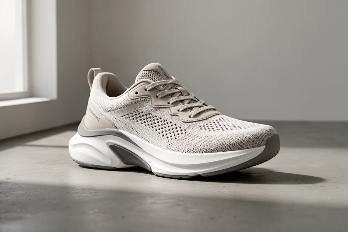 New Balance Balos running shoe with thick cushioned midsole on concrete surface