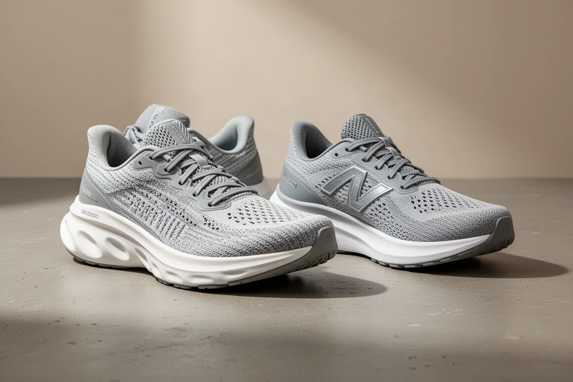 New Balance Balos 與 Rebel V4 跑鞋並排擺放在水泥地上