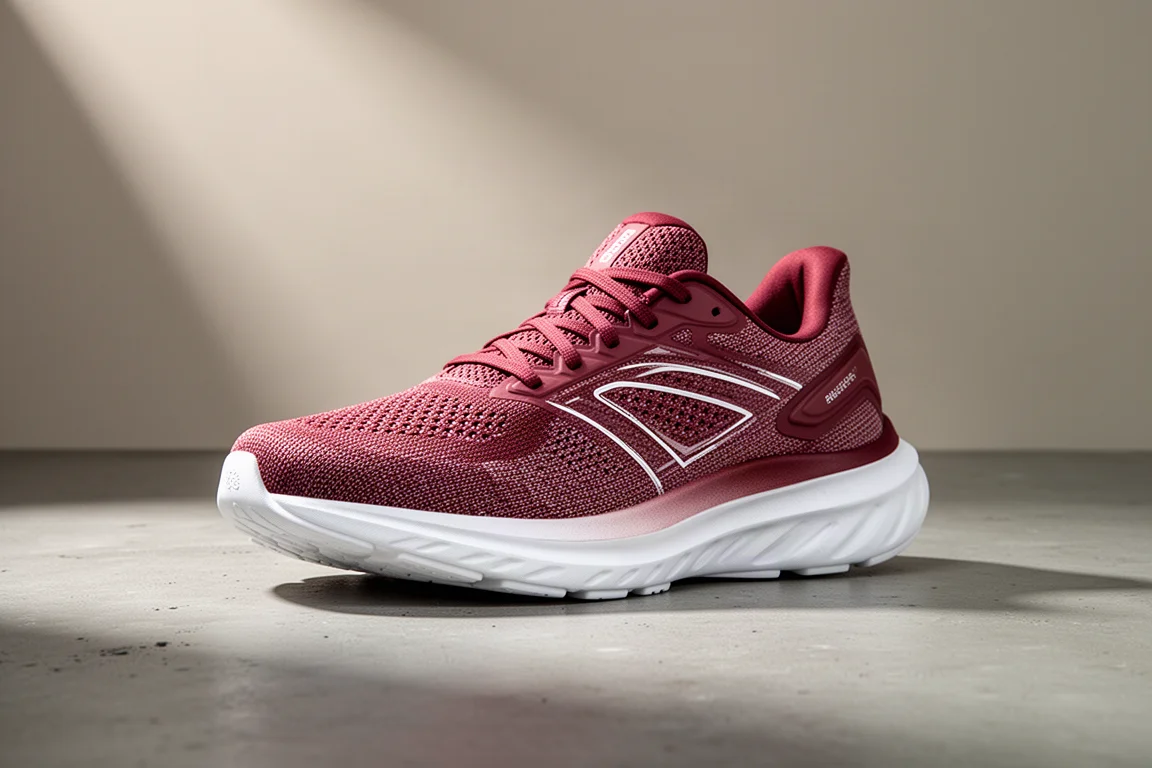 紅色 New Balance BOS V1 跑鞋置於水泥地面上