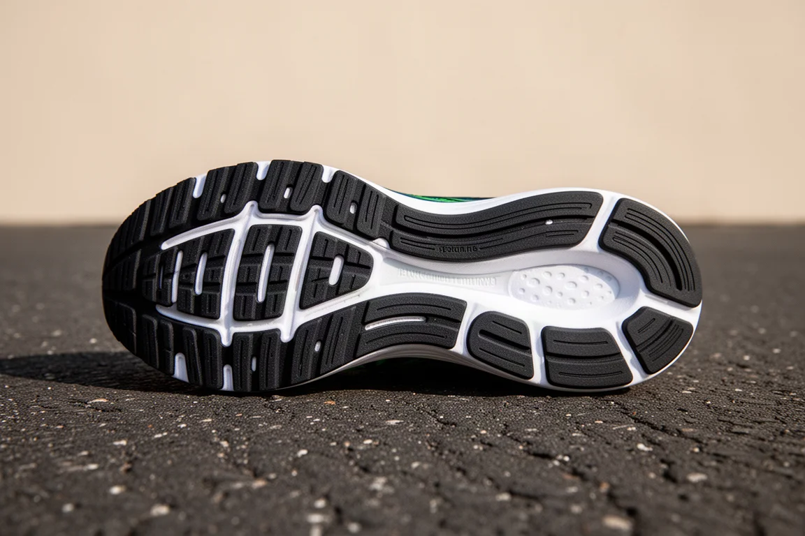 Running shoes lined up on a concrete floor showing variety of daily trainers