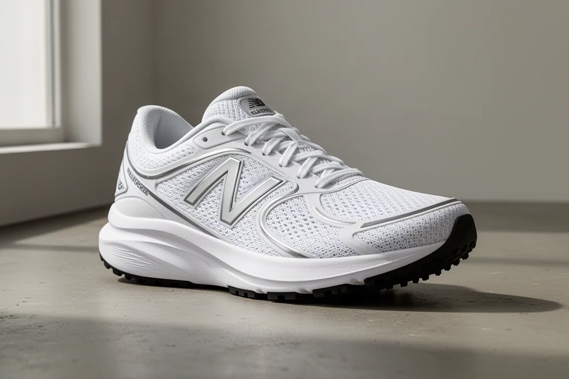 New Balance Ellipse 路跑鞋靜置於霧面水泥地面上