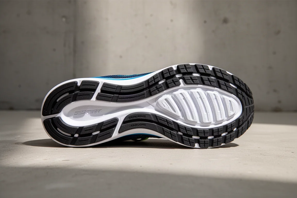 Midsole flex grooves visible on the outsole of a road running shoe
