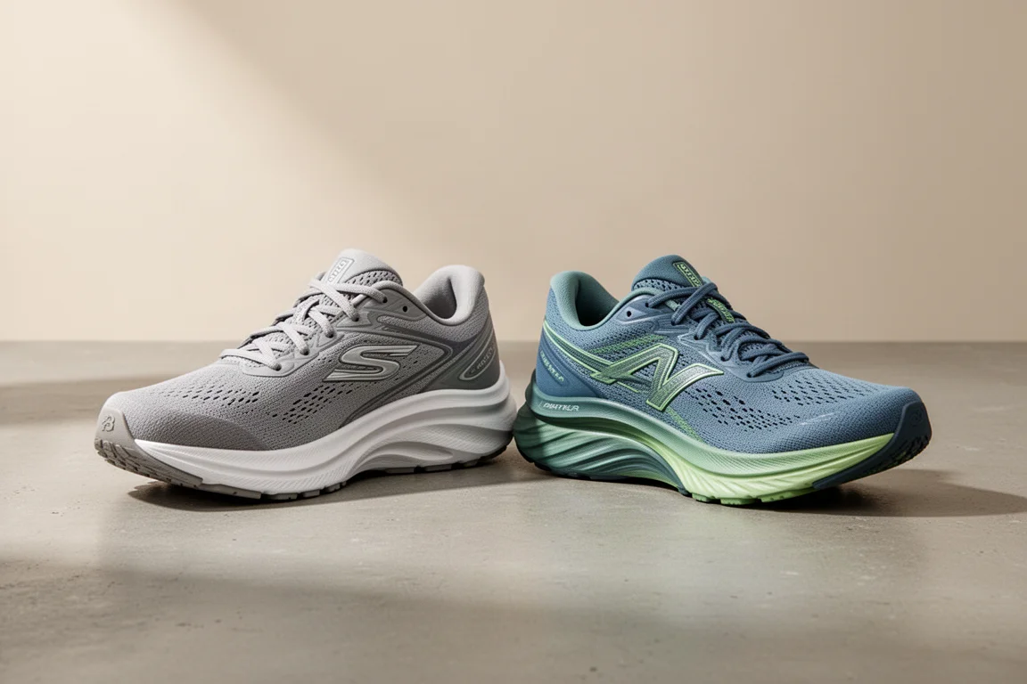 New Balance Fresh Foam 1080 v13 and Saucony Endorphin Shift 3 side by side on concrete