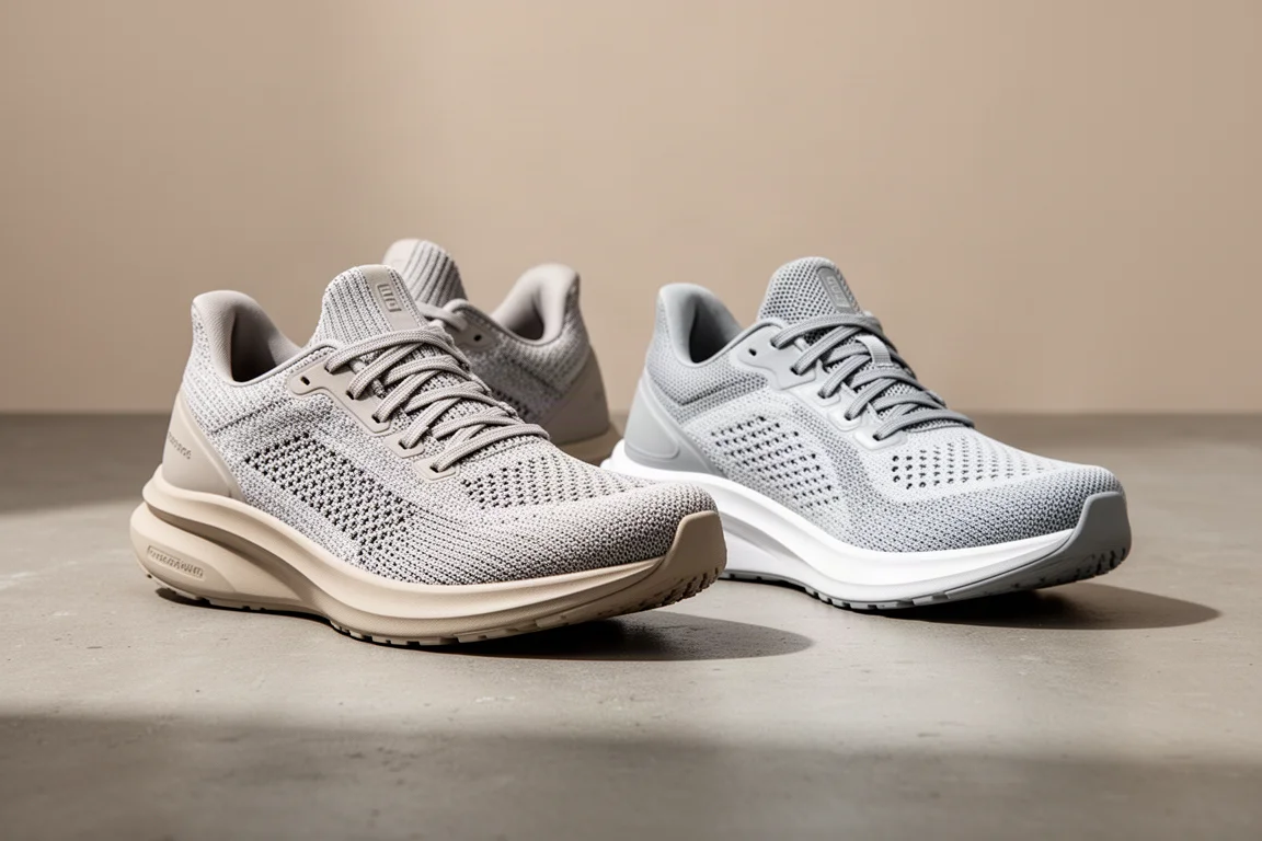 Two New Balance Fresh Foam 1080 running shoes side by side on concrete