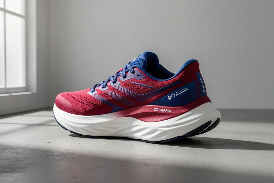 New Balance Fresh Foam X BOS V1 running shoe with thick rockered midsole on concrete