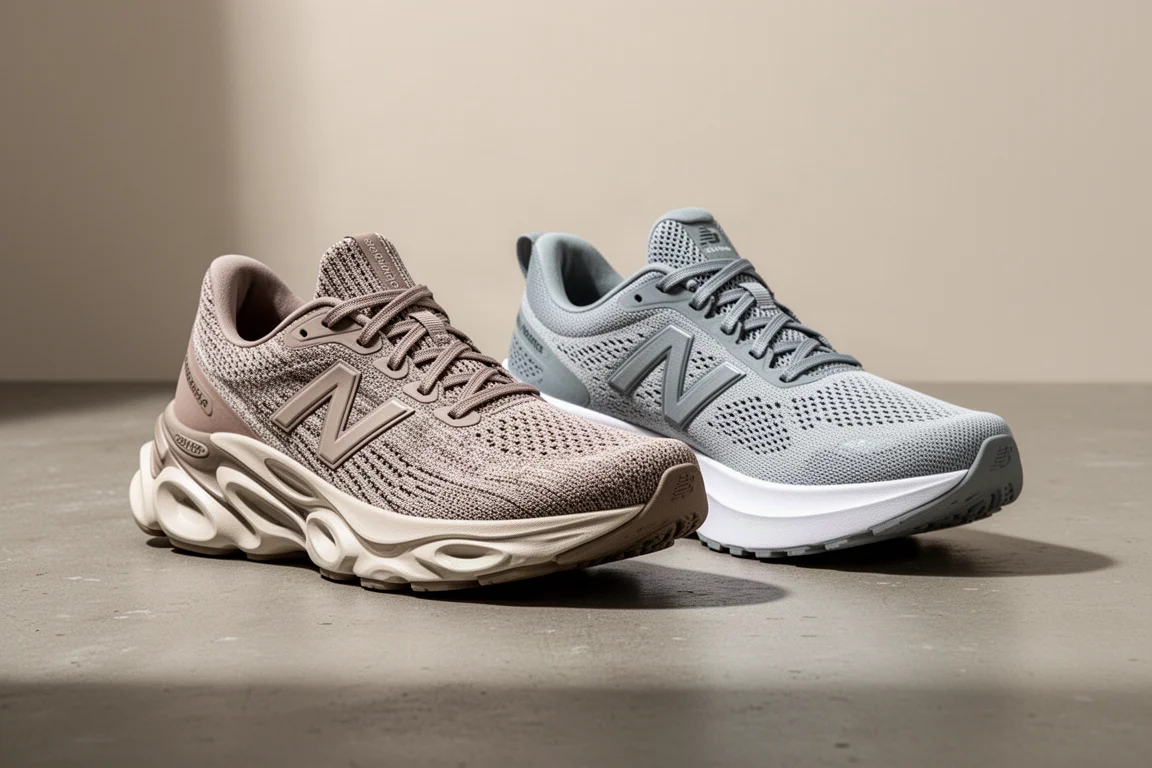 Dwa do biegania buty New Balance Fresh Foam obok siebie na betonie