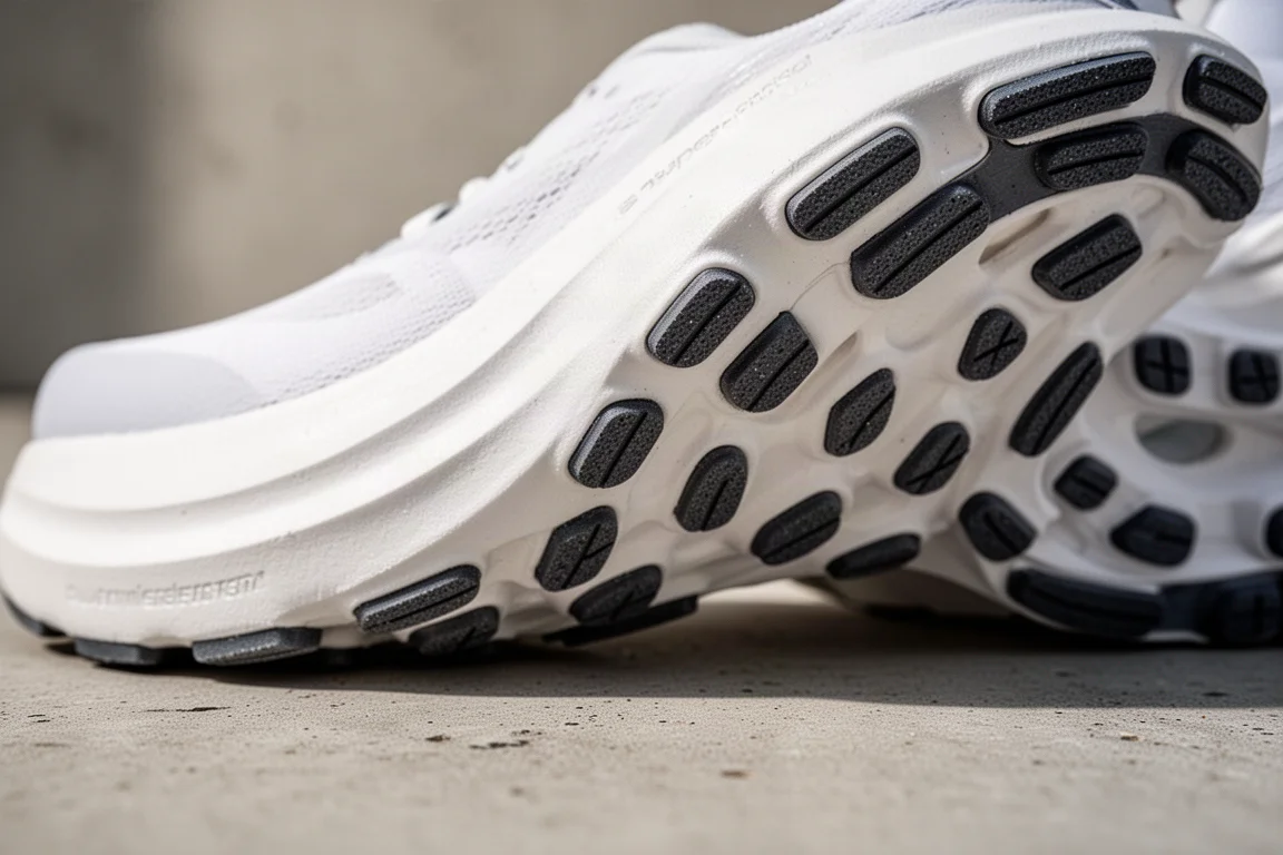 Close-up of the Rebel v3's soft FuelCell foam compressing under pressure