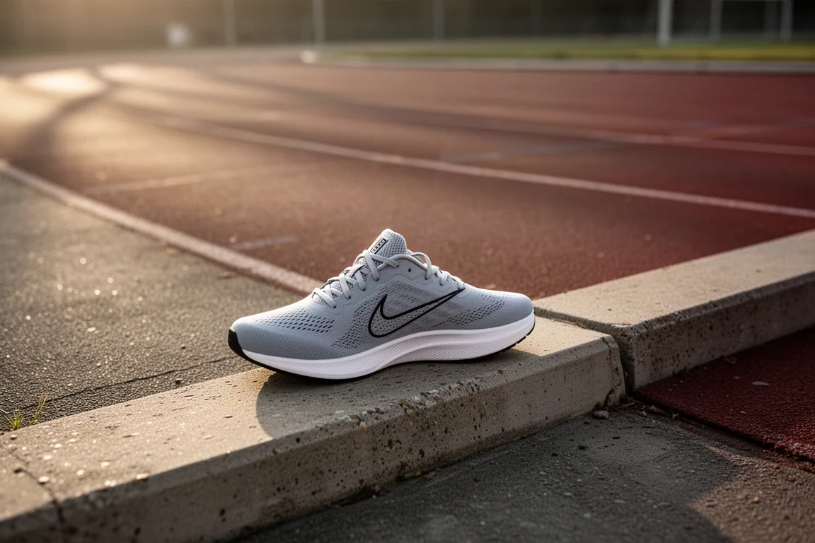 Trainer resting on a track curb after an easy recovery run
