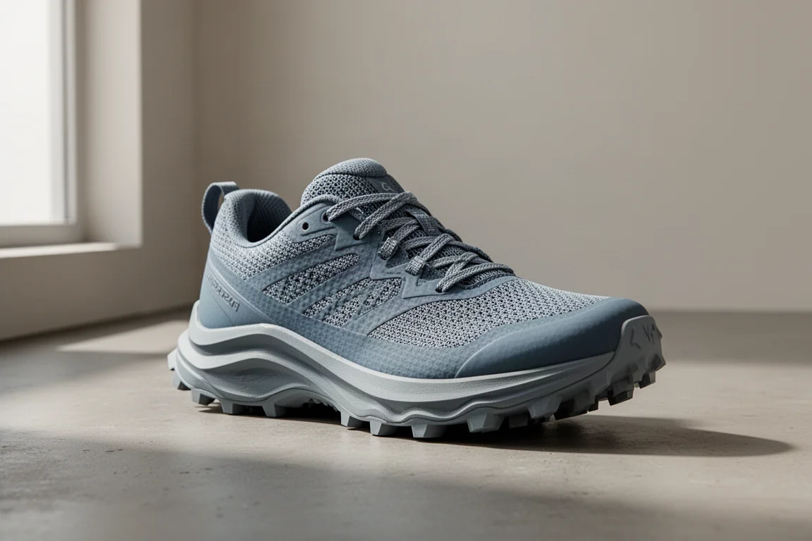 New Balance FuelCell SuperComp Trail running shoe on matte concrete surface